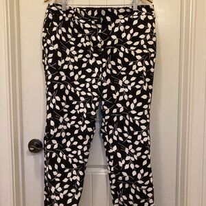 Talbots High Waist Hampshire Ankle Pant, 16WP – Black White Leaf Print